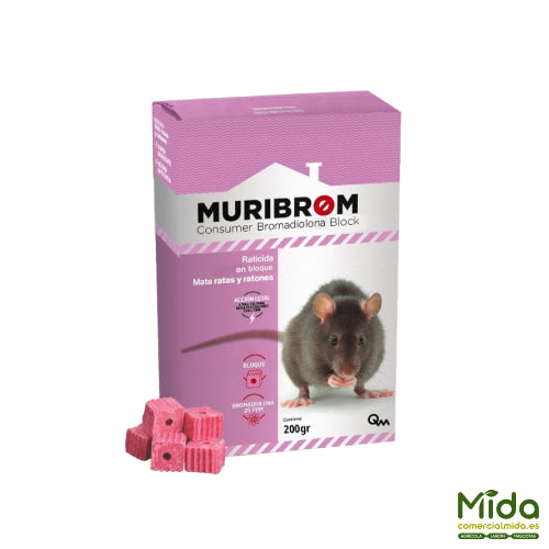Caja 200Gr Quimunsa RATICIDA BLOQUE Consumer Bromadiolone