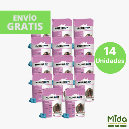 Pack 14 Cajas Quimunsa MURIBROM RATICIDA BLOQUE ESTUCHE