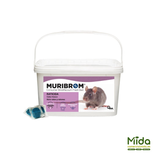 Cubo 3 kg Quimunsa RATICIDA Brodifacoum cebo fresco 
