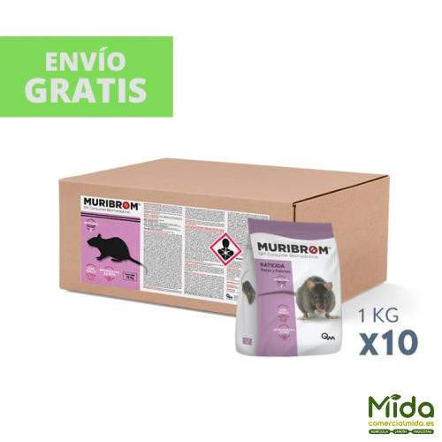 10Kg Raticida Muribrom Cebo Fresco 1Kg Bromadiolona