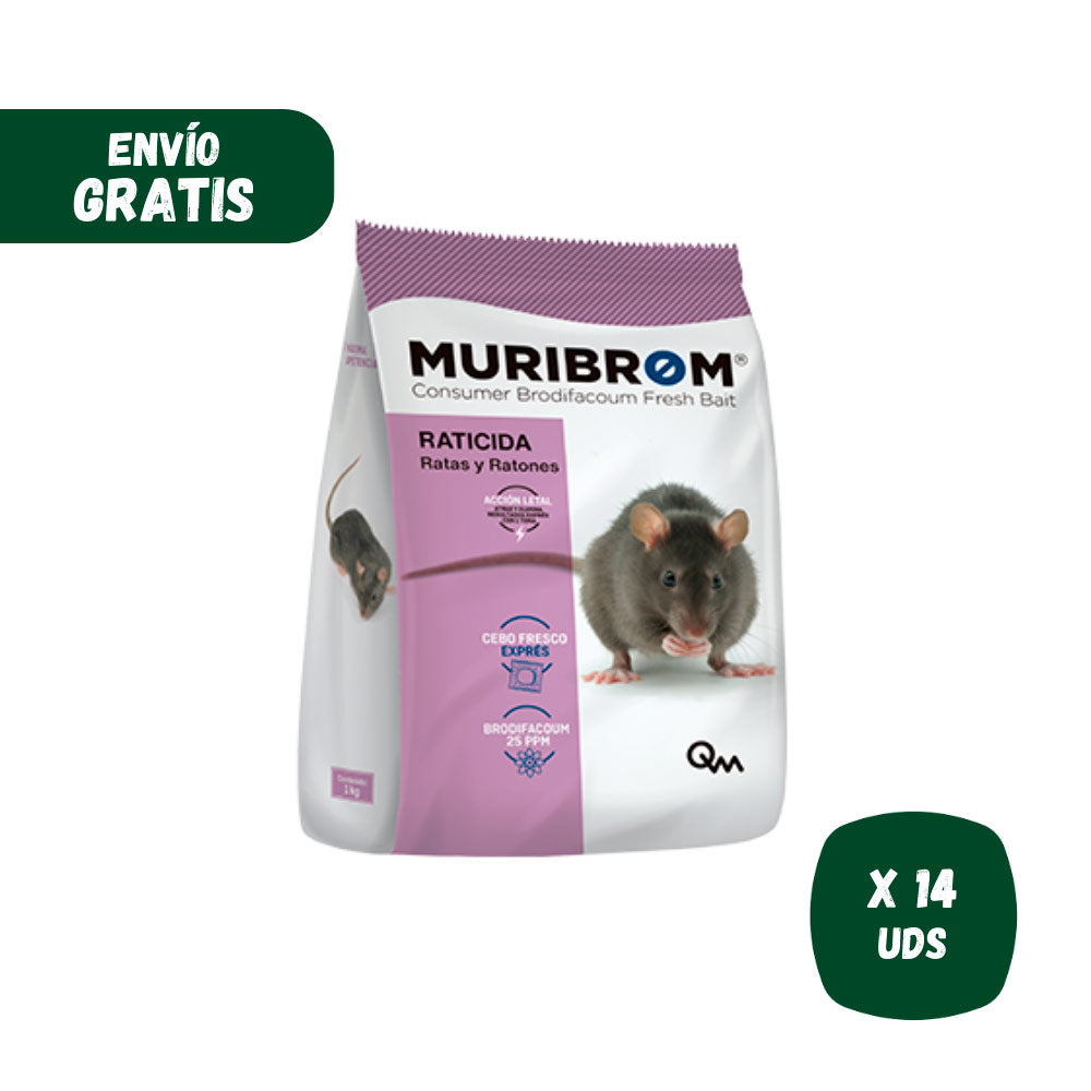 Muribrom Quimunsa Raticida Cebo Fresco EXPRÉS 1kg Veneno Ratones, Ratas y  roedores (Brodifacoum): : Jardín