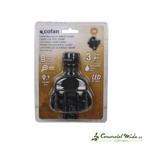 Linterna LED de Cabeza con Zoom 3 Funciones 3W – Comercial Mida