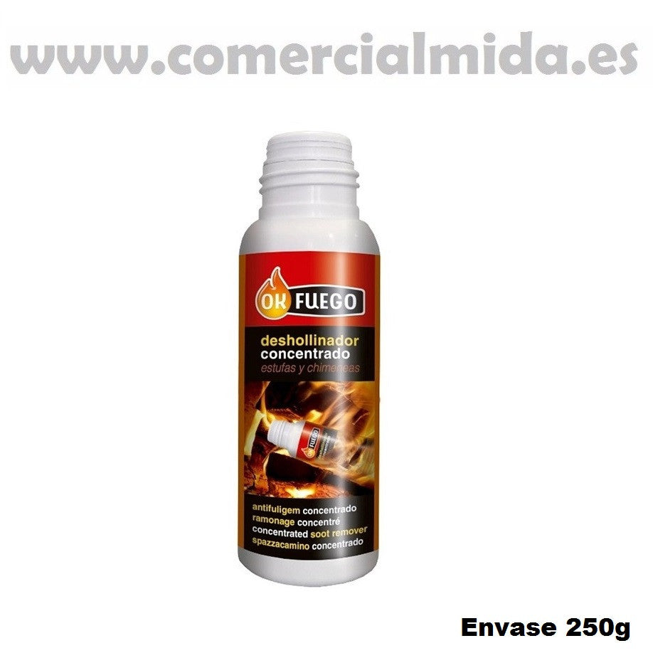 DESHOLLINADOR CONCENTRADO OK FUEGO 250 gr estufas y chimeneas – Comercial  Mida