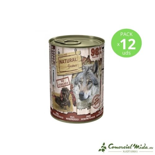 Comida húmeda para perro Natural Greatness Monoproteína Pavo Sensitive 12 x 400 gr