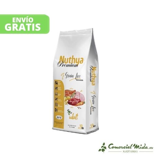 Pienso para perros adultos Nuthya Premium Grain Free 26/10 10 Kg