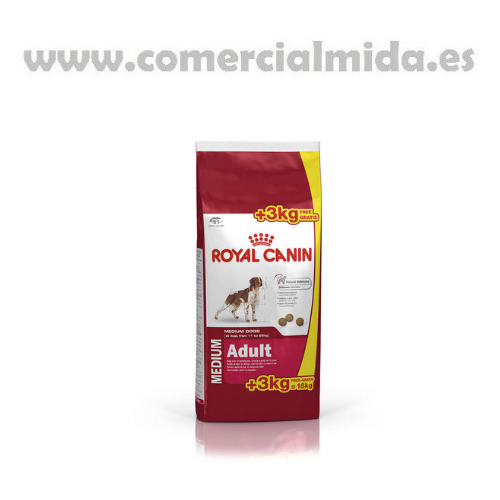 Royal Canin Medium Adult 15 + 3 kilos gratis de pienso premium para perros medianos.