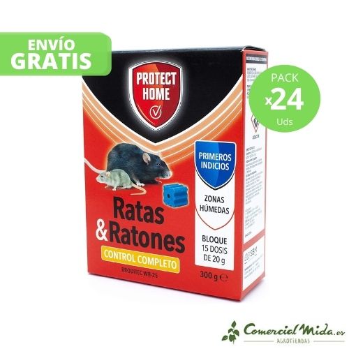 Raticida Bloque Rodicum BD de Protect Home 300 gr pack de 24 unidades