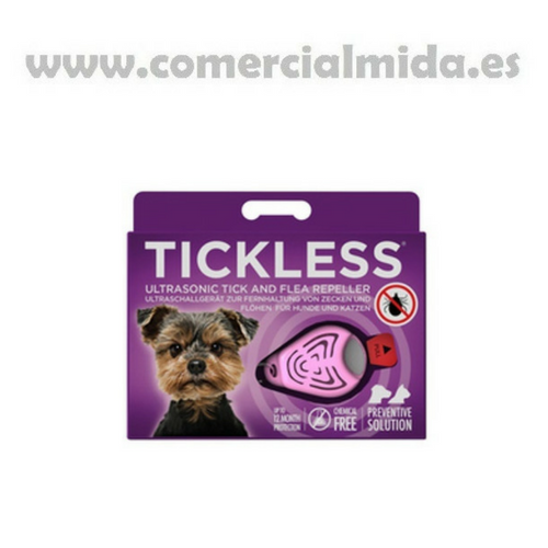 Repelente de garrapatas y pulgas por ultrasonidos TickLess rosa para perros