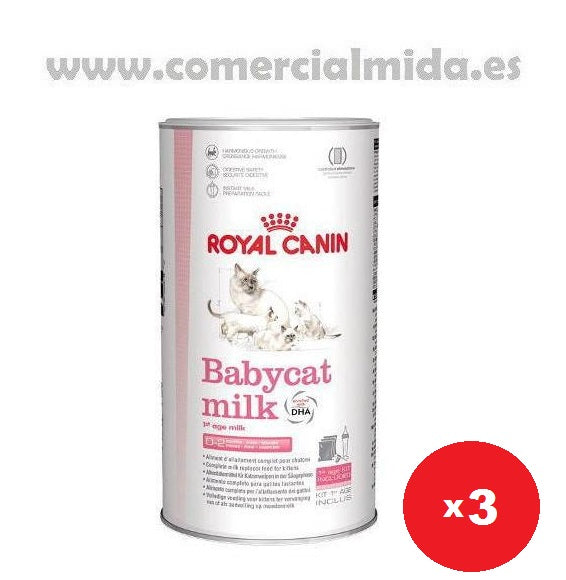 Pack ahorro 3 x Leche ROYAL CANIN BABYCAT MILK 300g para gatitos rica en proteínas
