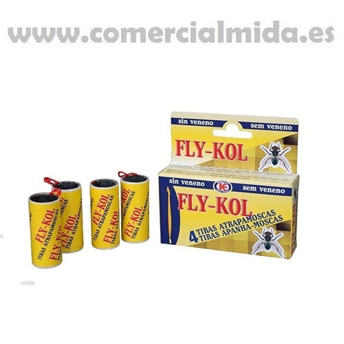 Tiras atrapamoscas FLY-KOL sin veneno (Pack 4 Uds)